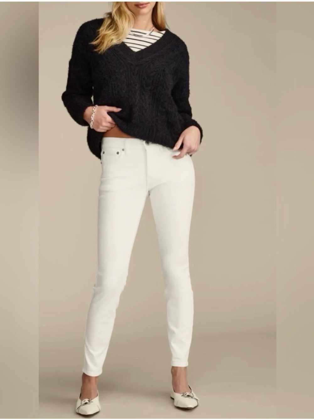 Lucky Brand Mid Rise Ava Skinny Ankle White Jeans NWOT 6/28